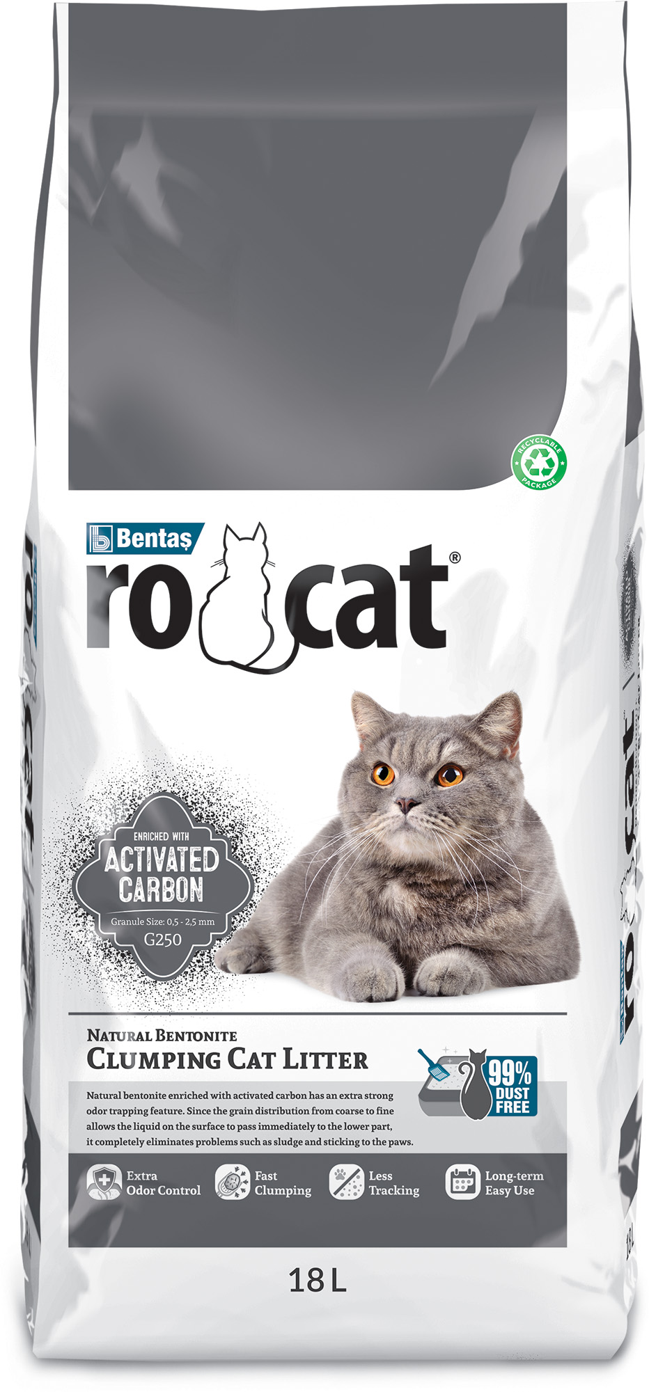 Rocat 18L G225 Unscented Uncolored Cat Litter (Grey)