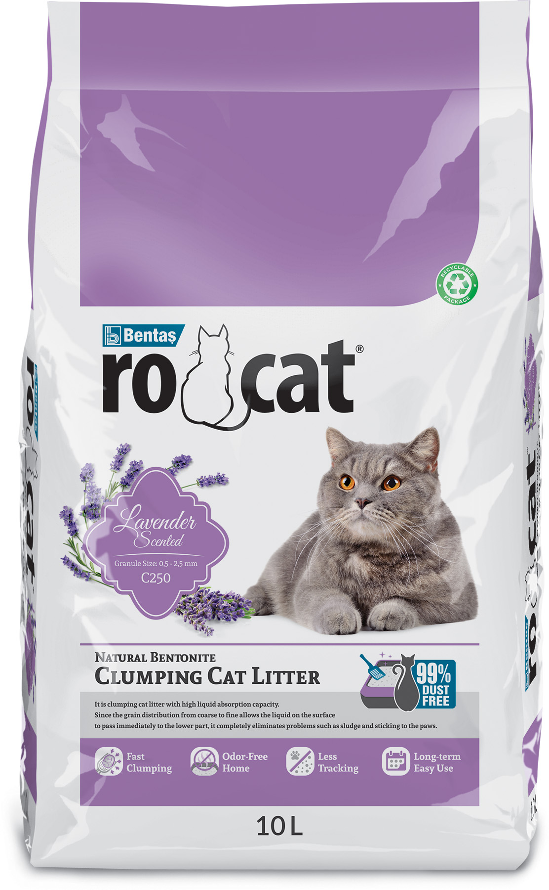 Rocat 10L C250 Lavander/Uncolored Cat Litter