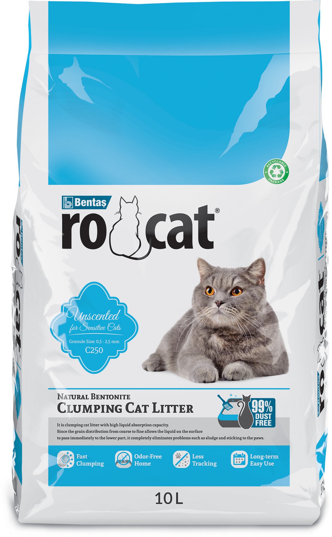 Rocat 10L C250 Unscented/Uncolored Cat Litter