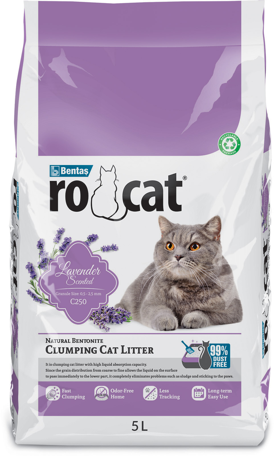 Rocat 5L C250 Lavender/Uncolored Cat Litter