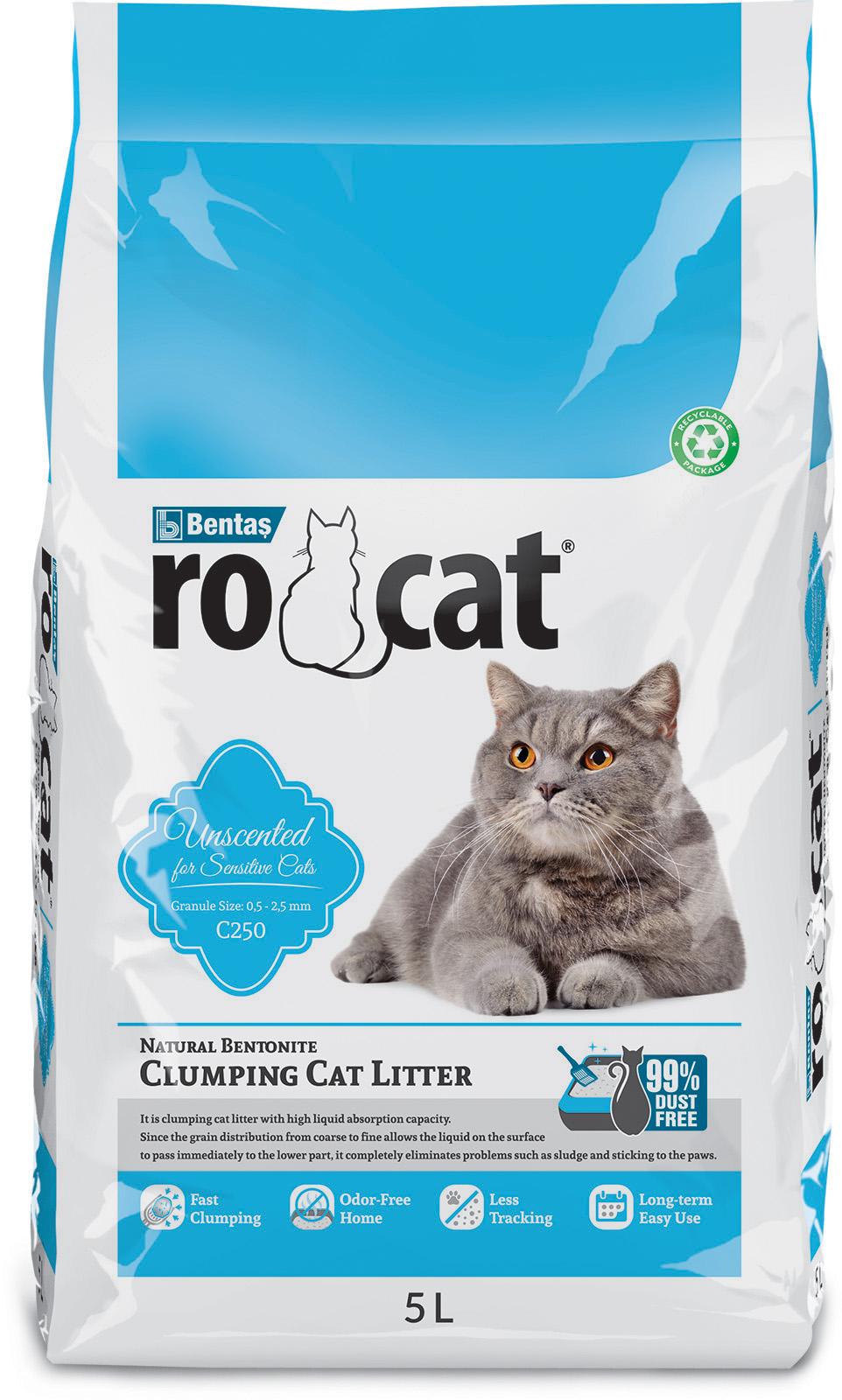 Rocat 5L C250 Unscented/Uncolored Cat Litter